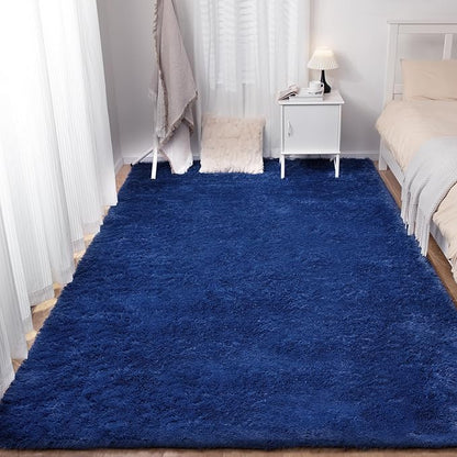 Puremy Soft 5x7 Blue Rug, Fluffy Area Rugs for Living Room, Plush Navy Area Rugs for Bedroom, Non-Slip Indoor Carpet for Nursery, Study Room, Kids Room, Room Decor
