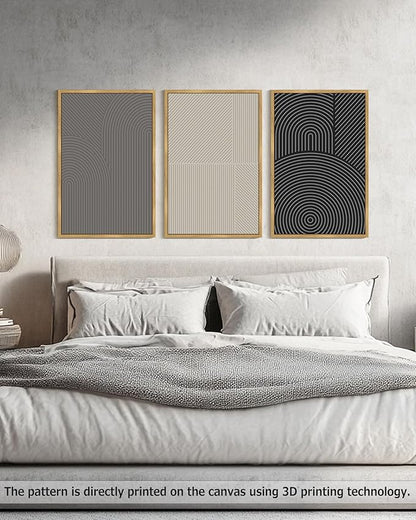 Drsoum Minimalist Abstract Wall Art Framed Modern Boho Neutral Line Wall Decor Mid Century Geometric Artwork Bedroom Living Room 24x36in Natural Framed