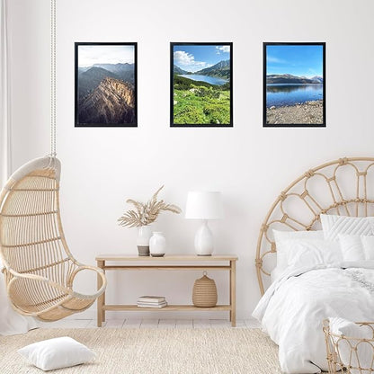 JCJMY 11x16 Black Picture Frame Set of 6, Horizontal and Vertical Formats for Wall Hanging, 11 x 16 Wall Gallery Poster Photo Frames with Shatter Resistant Plexiglass, 6 Pack, Black