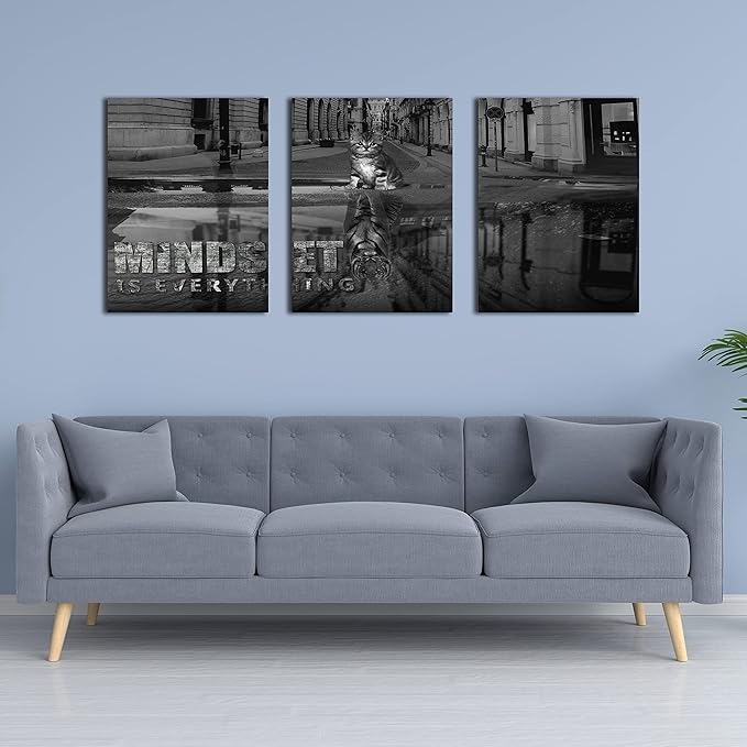 3 Panels Motivational Canvas Wall Art Inspirational Wall Art Entrepreneur Quotes Poster Print Artwork Painting Picture for Framed Home Decoration Living Room office bedroom 48" W x 24" H