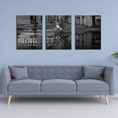 3 Panels Motivational Canvas Wall Art Inspirational Wall Art Entrepreneur Quotes Poster Print Artwork Painting Picture for Framed Home Decoration Living Room office bedroom 60" W x 28" H