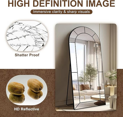 Wall Mirror,Full Length Floor, Window Pane for Living Room Decor, Decorative Wall Art, Large Wall for Bedroom, Hallway, Living Room Arch-65"X28"