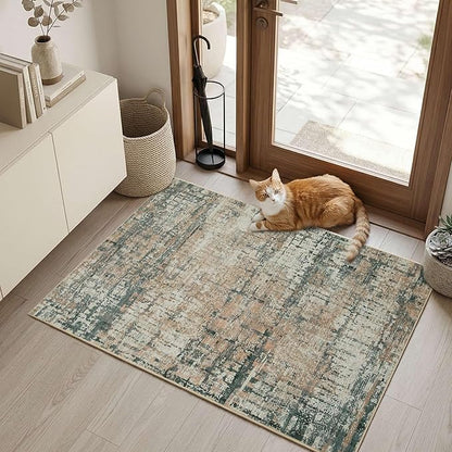 Rugxara 2x3 Entryway Rug,Door Mat Indoor Entrance, Washable Non Slip Kitchen Bathroom Rugs, Ultra-Thin Throw Small Rug for Front Door, Moss