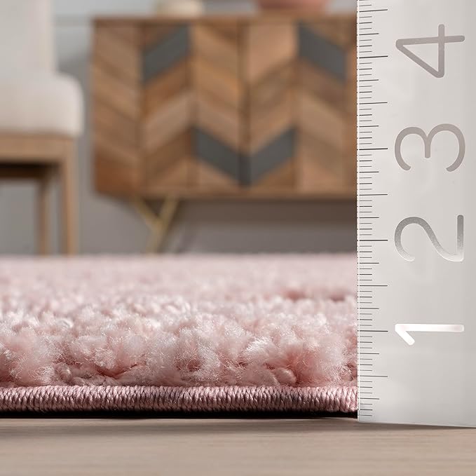 nuLOOM Akia Lattice High/Low Tassel Area Rug, 7'10" x 10', Pink