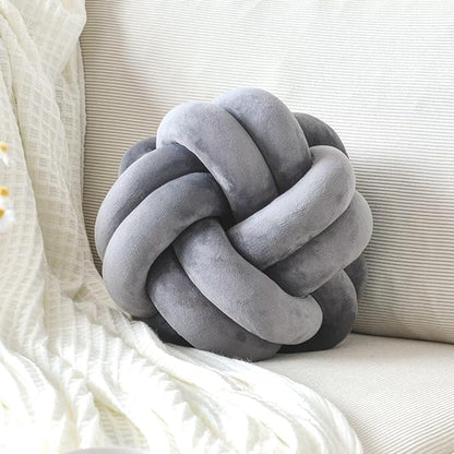 Knot Pillow Ball, Soft Decorative Throw Pillows Cushion, 11 Inch Round Plush Knotted Pillows Dark Gray Pillow, Modern Home Throw Knot Decorative Cushion for Bedroom, Sofa, Couch