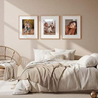 Fixwal 16x20 Poster Frame Set of 6 with Shatter Resistant Plastic Glass, Thin Border and Light Weight Photo Frames for Wall, Gift for Mother's Day, Father's Day, Natural
