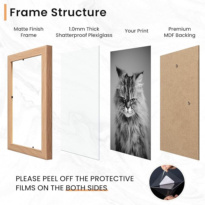 Venusmiles 15 Pack Picture Frames Collage Wall Decor, Gallery Frame Set for Wall Mounting or Tabletop Display, Multi Sizes Including 3pcs 8x10, 6pcs 5x7, 6pcs 4x6, Oak