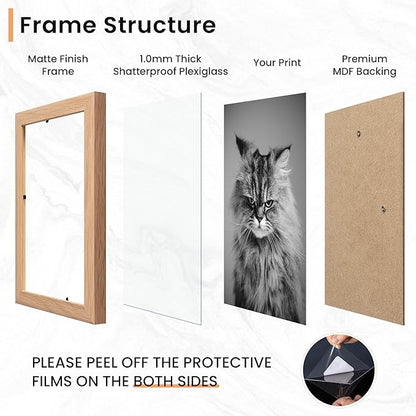 Venusmiles 15 Pack Picture Frames Collage Wall Decor, Gallery Frame Set for Wall Mounting or Tabletop Display, Multi Sizes Including 3pcs 8x10, 6pcs 5x7, 6pcs 4x6, Oak