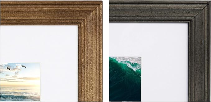Kate and Laurel Bordeaux Gallery Wall Frame and Shelf Kit, Set of 10, Rustic Brown and Charcoal Gray, Assorted Size Frames and Three Display Shelves