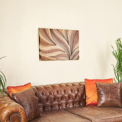 NEODECO Parametric Frameless Wood Wall Art, 3D Acoustic Wall Panel of Parametric Cut & Stained Birch Plywood Layers, Geometric Wall Hanging, Abstract Wood Wall Decor (Large)