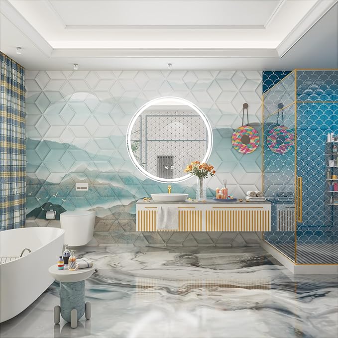 30 Inch Round LED Mirror for Bathroom, Front Light & Backlit, Adjustable Brightness, Anti-Fog, Memory, CRI 90+, Frameless Round Vanity Mirror with Lights