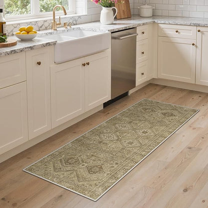 GENIMO Runner Rug 2x5 Non Slip Machine Washable Hallway Runner Rug, Low Pile Lightweight Rugs for Entryway, Hallway, Kitchen and Corridor, Tan Brown