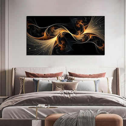Ouzzlie Abstract Wall Art for Bedroom Black Canvas Wall Decor for Living Room Modern Picture Artwork Big Print Home Office 24" x 48"