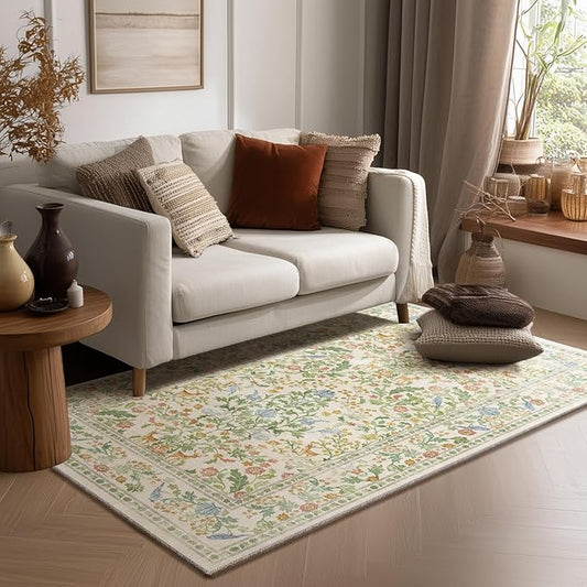 4x6 Washable Area Rugs for Entryway: Small Living Room Rug Stain Resistant Non Slip Low Pile Soft Faux Wool Throw Rugs for Bedroom Kitchen Bathroom Laundry Room Dorm Office Front Door Entry Indoor