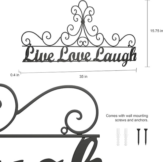 Metal Cutout-Live Laugh Love Decorative Wall Sign-3D Word Art Home Accent Décor-Modern Rustic or Vintage Farmhouse Style by Lavish Home