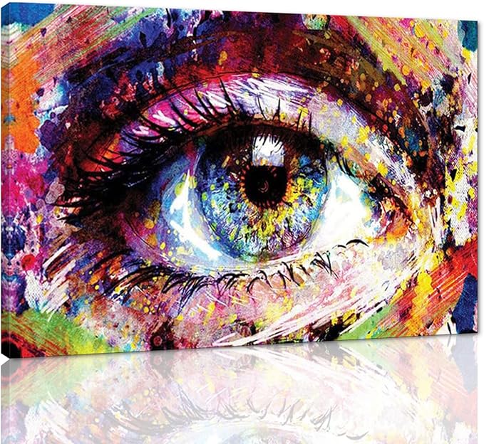 Yatsen Bridge Colorful Eye Graffiti Wall Art Street Artwork Eye Graffiti Painting Pictures HD Print Home Decoration for Living Room Bathroom Wall Decor Gallery Wrapped Ready to Hang - 24x36 inch