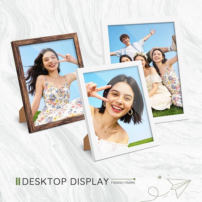 8x10 Picture Frame Set of 10, White Frames 8x10 for Tabletop Display, Horizontal or Vertical Wall Mounting