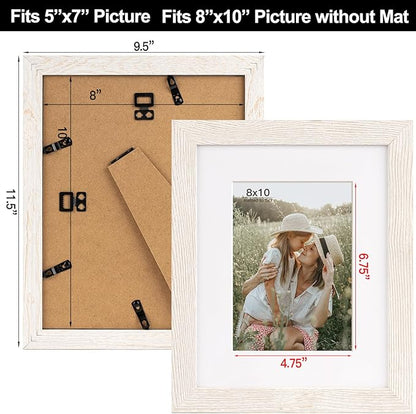 Momentworth 8x10 Picture Frame with Mat for 5x7 Set of 4, Multicolour Wood Grain 8 x 10 Gallery Wall Picture Frames for Tabletop or Wall Mounting(4 Pack, Multicolour)