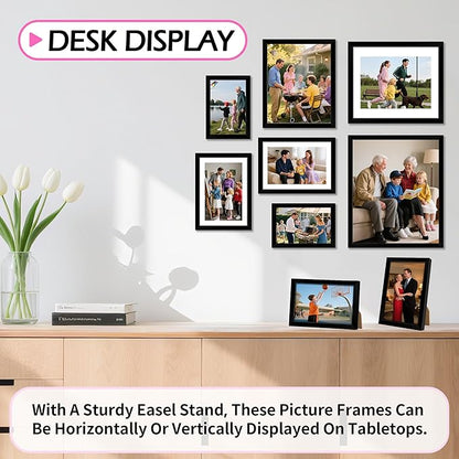 4x6 Picture Frames 2 Pack, 4 by 6 Black Frames, Lightweight Photo Frame with HD Plexiglass for Wall and Tabletop Display, Collage Frames for Graduation Home office Wall Decor