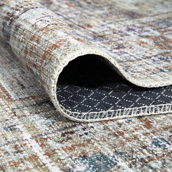 Bloom Rugs Washable Non-Slip 8' x 10' Rug - Peach/Beige Traditional Area Rug for Living Room, Bedroom, Dining Room, and Kitchen - Exact Size: 8' x 10'