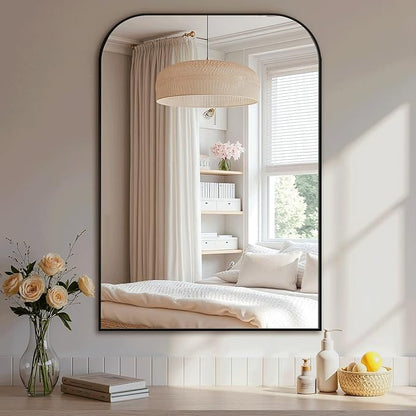 Bathroom Vanity Mirror,40" x 28" Black Metal Framed Wall Mirror for Over Sink, Living Room, Bedroom,Entryway Decor