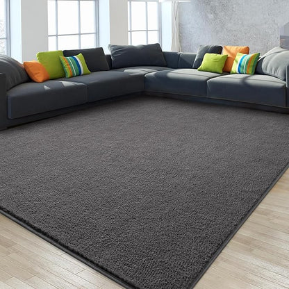 Gifeas Large Ultra Soft Modern Area Rugs for Living Room Bedroom, 7x10 Feet Dark Grey Thickened Memory Foam Indoor Solid Minimalist Carpets, Non-Slip Comfy Rug for Boys Girls Nursery Room Home Decor