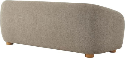 Modway Holland 85 Inch Minimalist Curved Back Sofa in Taupe – Chenille Fabric Sofa with Ball Throw Pillows and Wood Feet – Modern 3-Seater Couch for Living Room
