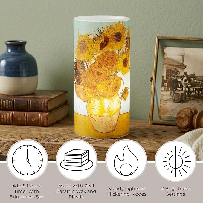 Lavish Home Sunflower 6-inch LED Candles, Set of 2 with Remote