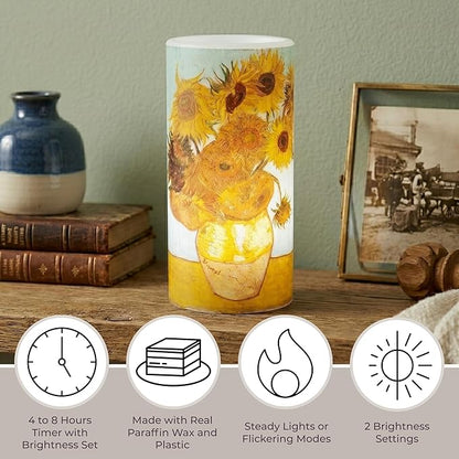 Lavish Home Sunflower 6-inch LED Candles, Set of 2 with Remote