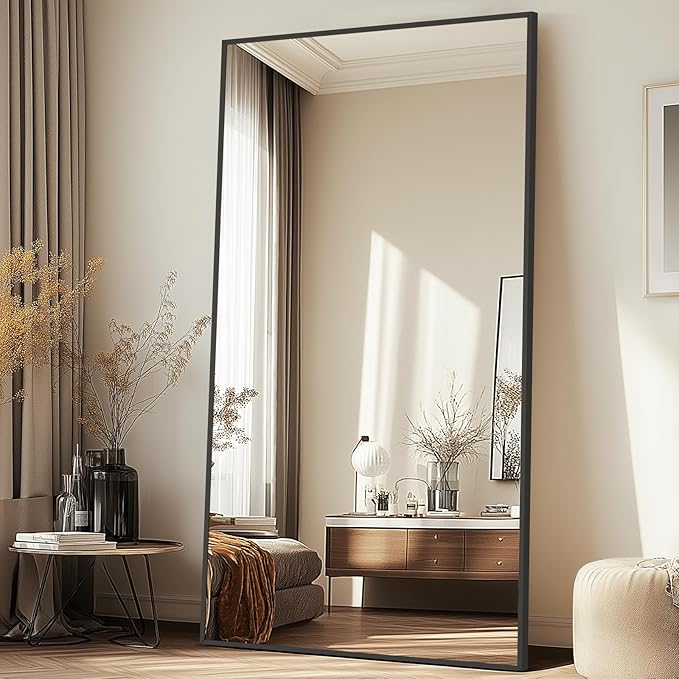 MELOMOIR 81"x41" Oversized Floor Mirror Freestanding, Extra Large Floor Mirror for Bedroom, Living Room & Gym - Black Mirror Full Length with Tempered Glass
