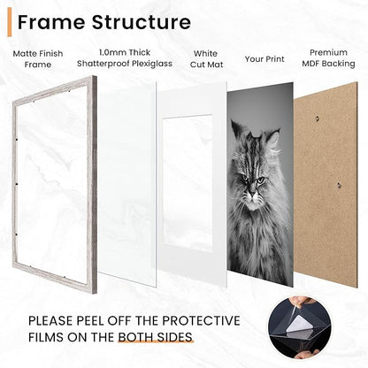 Venusmiles 15 Pack Picture Frames Collage Wall Decor, Gallery Frame Set for Wall Mounting or Tabletop Display, Multi Sizes Including 3pcs 8x10, 6pcs 5x7, 6pcs 4x6, Black+Rustic Brown+Distressed White