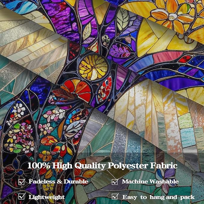 Lunerfex Tree of Life Tapestry Stained Glass Tapestry Wall Decor Tapestries for Bedroom Art Tapestries Wall Hanging for Bedroom Living Room Glass-Tree-02 44"x60"