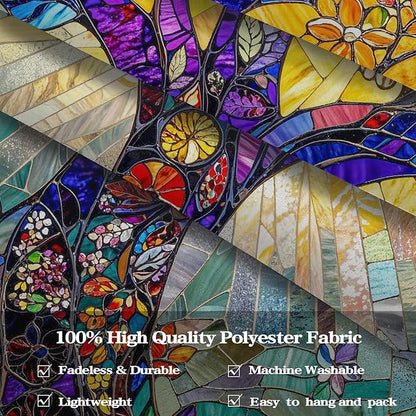 Lunerfex Tree of Life Tapestry Stained Glass Tapestry Wall Decor Tapestries for Bedroom Art Tapestries Wall Hanging for Bedroom Living Room Glass-Tree-02 70"x90"