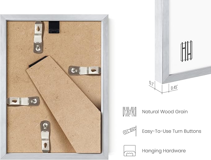 HAUS AND HUES 4x6 Silver Metal Picture Frames - Photo Frames 4X6 - Features Premium Aluminum, Vertical Hanging, Easel Back for Tabletop, Home, Office (4x6 in, Silver, Set of 3)