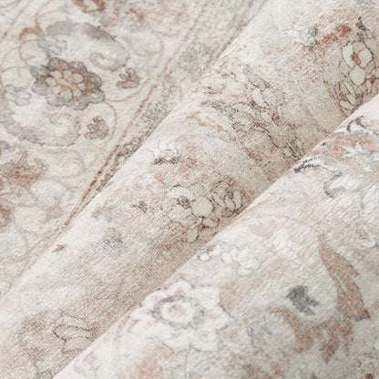 PureCozy 3x5 Area Rug Entryway Beige Washable Vintage Carpet Office Small Indoor Non Slip Soft Low Pile Thin Stain Resistant Distressed Accent Throw Rug for Entrance Bedroom Dining Living Room