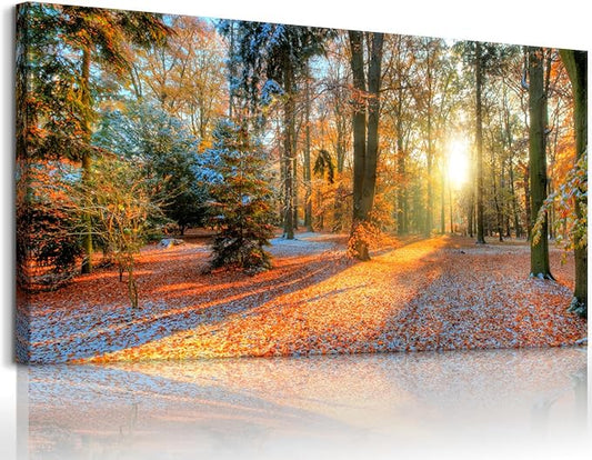Bamdeya Large Canvas Wall Art Forest Prints Sunset Tree Wall Decor Autumn Poster Modern Panel Art Natural Landscape Painting Fall Scenery Artwork Living Room Bedroom Decor Home Office Decoration