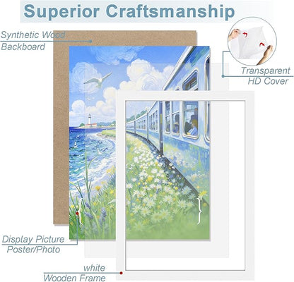 KTKDE 16x24 Picture Frame Wooden White,Poster Frames with Polished Plexiglass, Wall Hanging Large Studio Gallery Photo Frames Decorating for Minimalist Style Suitable,Any style Best