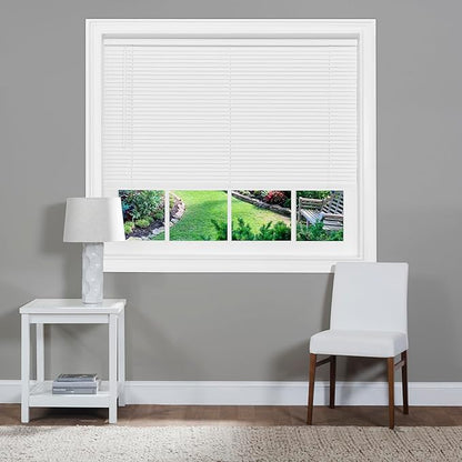 Cordless Light Filtering Mini Blind - 45 Inch Width, 25 Inch Length, 1" Slat Size - Pearl White - Cordless GII Morningstar Horizontal Windows Blinds for Interior by Achim Home Decor