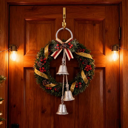 Christmas Bells Decorations Jingle Bell，Hanging Decorative for Door,Wall, Bedroom, Living Room,Tree Ornaments for Home Decor, Wreath, Door Hanging,Cluster Decorative Bells (Glittering Silver)