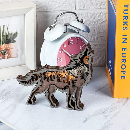 Laozai Wooden Forest Animals Wolf Decor Cabin Rustic Decor Wall Decorations Mountain decor for Bedroom Living Room Table Decorative