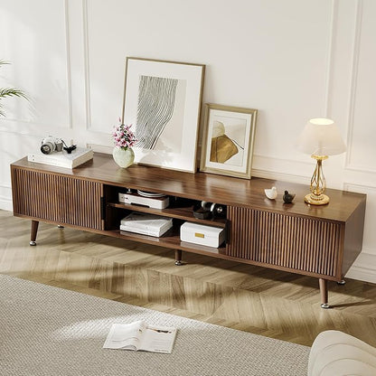 Airynee Mid Century TV Stand, Modern TV Console for TVs up to 70 Inches, Entertainment Center with Storage, TV and Media Consol, 62 Inch (Walnut)