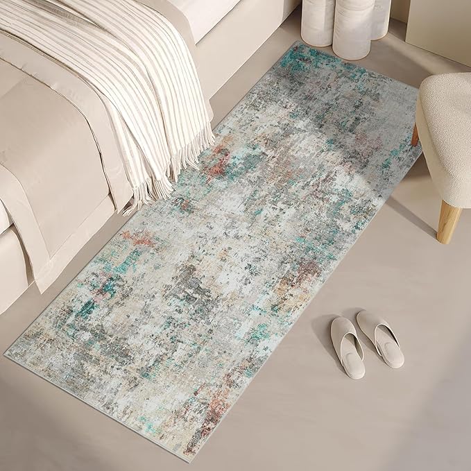 ROYHOME Modern Abstract 2x6 Runner Rug Washable Non Slip Stain Resistant Rug for Hallway Kitchen Bedroom Non Shedding Low Pile Indoor Floor Cover,Colorful