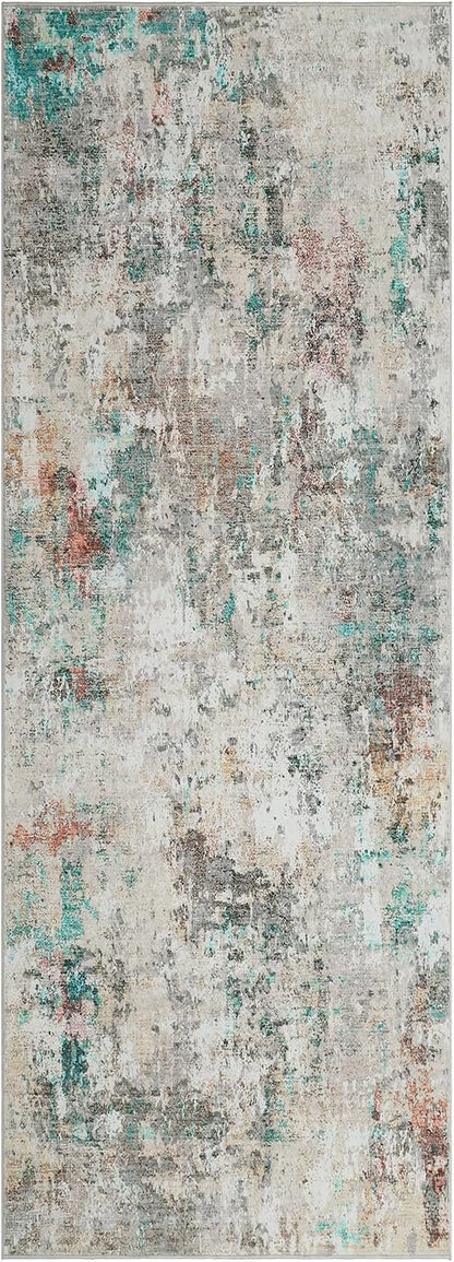 ROYHOME Modern Abstract 2x6 Runner Rug Washable Non Slip Stain Resistant Rug for Hallway Kitchen Bedroom Non Shedding Low Pile Indoor Floor Cover,Colorful