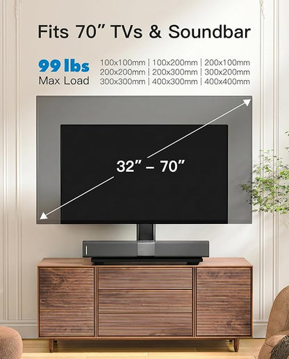PERLESMITH Universal TV Stand Legs for 32-70 inch TVs, Table Top TV Stand up to 99 lbs, Height Adjustable Television TV Mount, Universal TV Base for Livingroom & Bedroom, VESA 400x400mm PSTVS04-N2