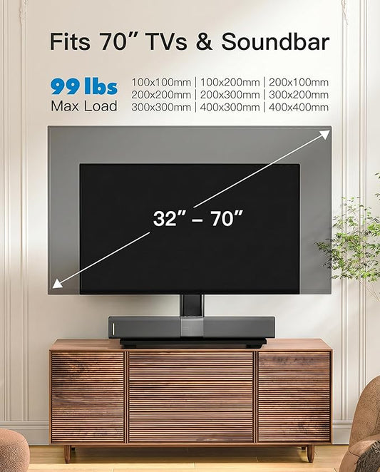 PERLESMITH Universal TV Stand Legs for 32-70 inch TVs, Table Top TV Stand up to 99 lbs, Height Adjustable Television TV Mount, Universal TV Base for Livingroom & Bedroom, VESA 400x400mm PSTVS04-N2