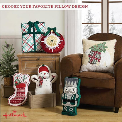 Hallmark - Decorative Throw Pillow for Couch or Bed, Holiday Home Décor, 12" x 13", (Ornament, Red)