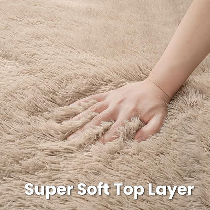 Beige Round Fluffy Rug 6ft,Soft Bedroom Circle Rugs Mats for Kids Girls Nursery Room,Washable Plush Shaggy Indoor Non Slip Rug for Bedside Living Room Bedroom Circular Carpet,Home Decor Aesthetic