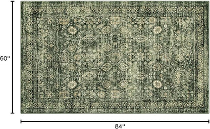 Morebes 5 x 7 Area Rugs Washable Rug Boho Soft Living Room Rugs, Non-Slip Non-Shedding Distressed Large Vintage Rug for Bedroom Farmhouse Dining Room Indoor Playroom,Grayish Green