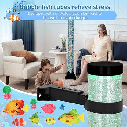 4FT Sensory LED Bubble Tube Lamp with Color-Changing Lights – Soothing Water Bubble Effects for Kids with Autism & ADHD, Stress Relief for Adults, (One Set, Not Five Sets)