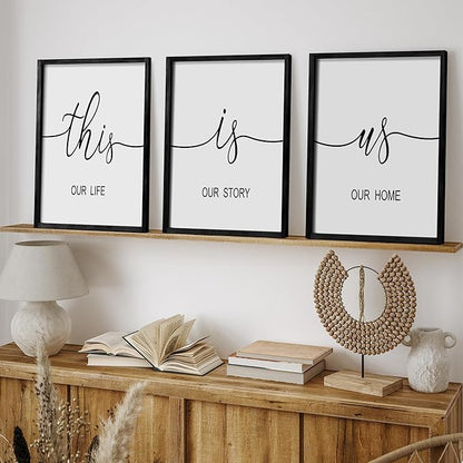 Heiple This is Us Wall Decor 11"x14" Framed Wooden Wall Sign for Home Decor Farmhouse Vintage Rustic Living Room Minimalist Family Wall Art (Black)